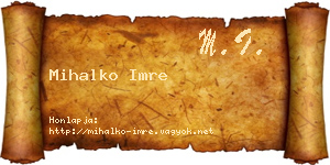 Mihalko Imre névjegykártya